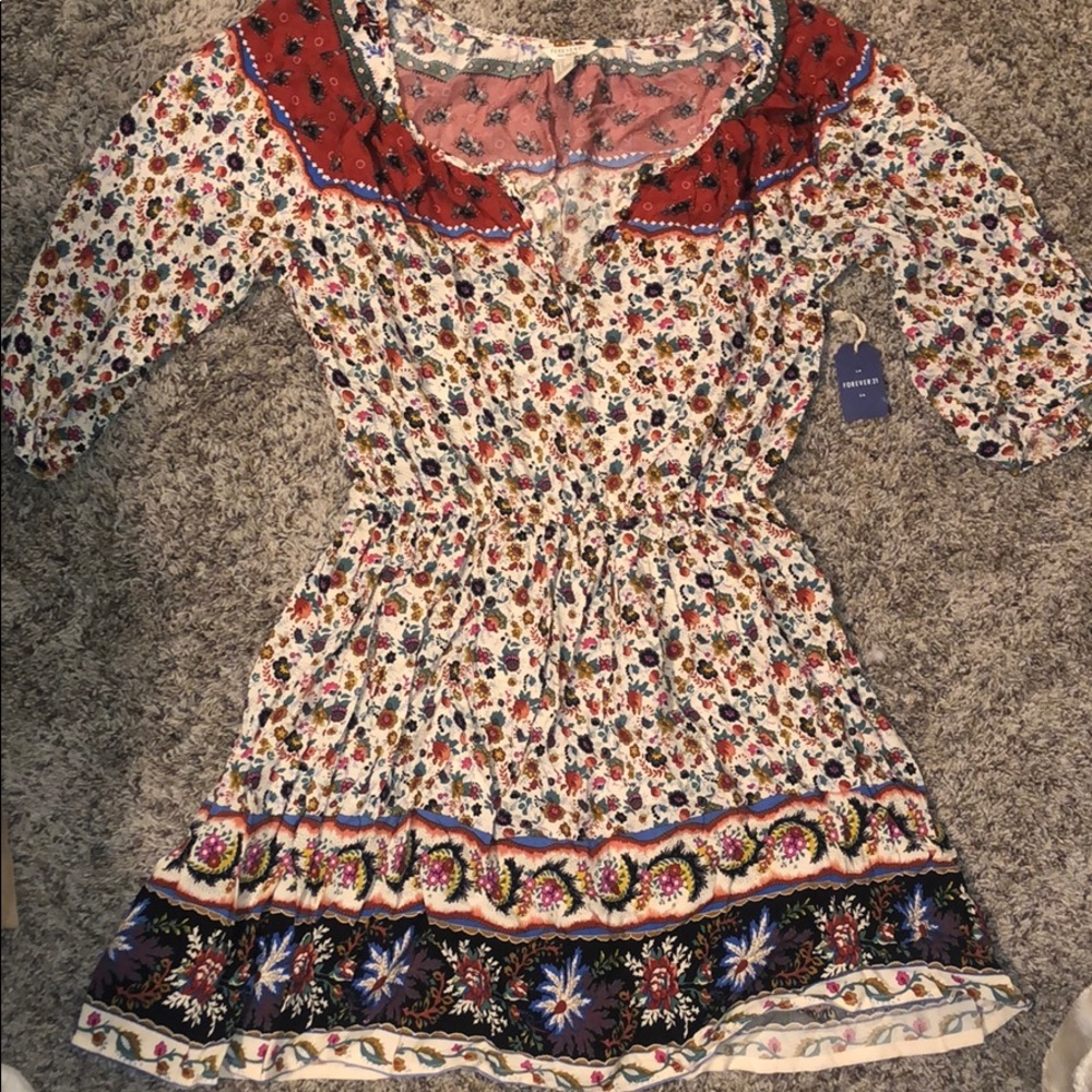 Forever 21 Fall Floral 3/4 length sleeve Dress
